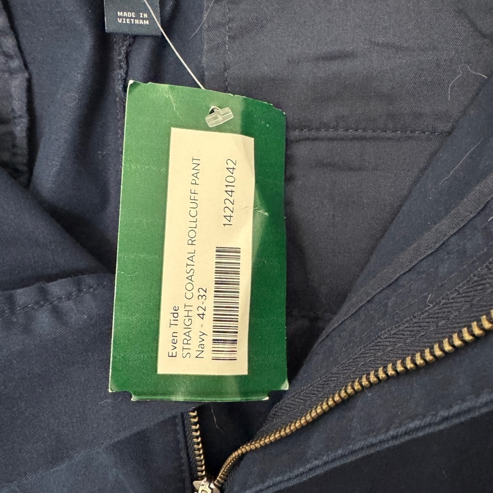 NWT Men’s Navy Blue Even Tied Straight Coastal Roll Cuff Pant - Size 42x32 - Picture 2 of 5